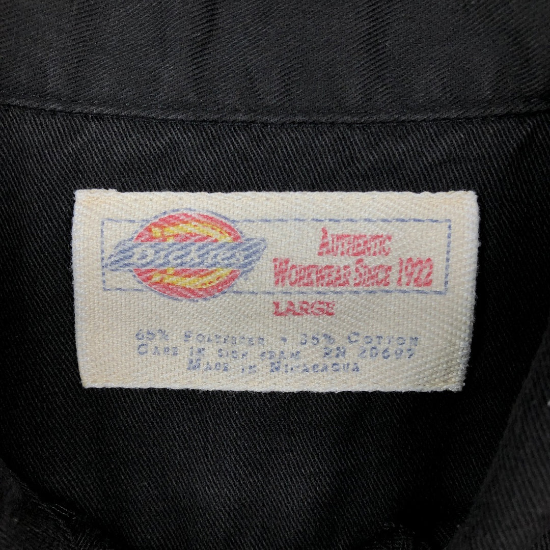 Dickies Short Sleeve Work Shirt Box Shirt Men's L Size polyester black type Vintage Second Hand