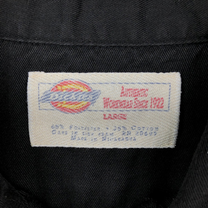 Dickies Short Sleeve Work Shirt Box Shirt Men's L Size polyester black type Vintage Second Hand