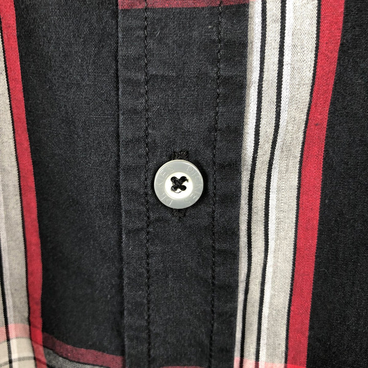 Dickies Check Pattern Short Sleeve Work Shirt Box Shirt Men's XL cotton navy blue type Vintage Second Hand