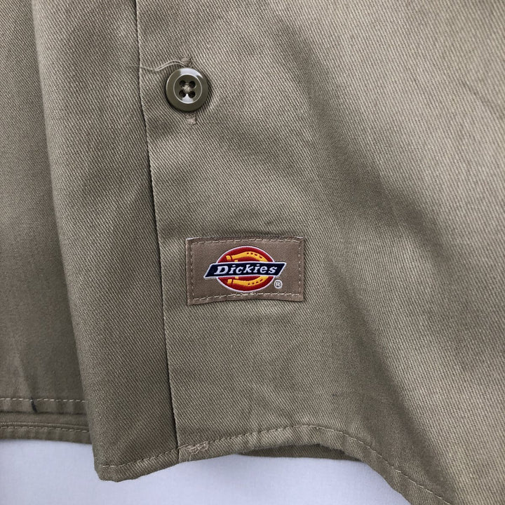 Dickies Short Sleeve Work Shirt Box Shirt Men's L Size polyester Beige type Vintage Second Hand