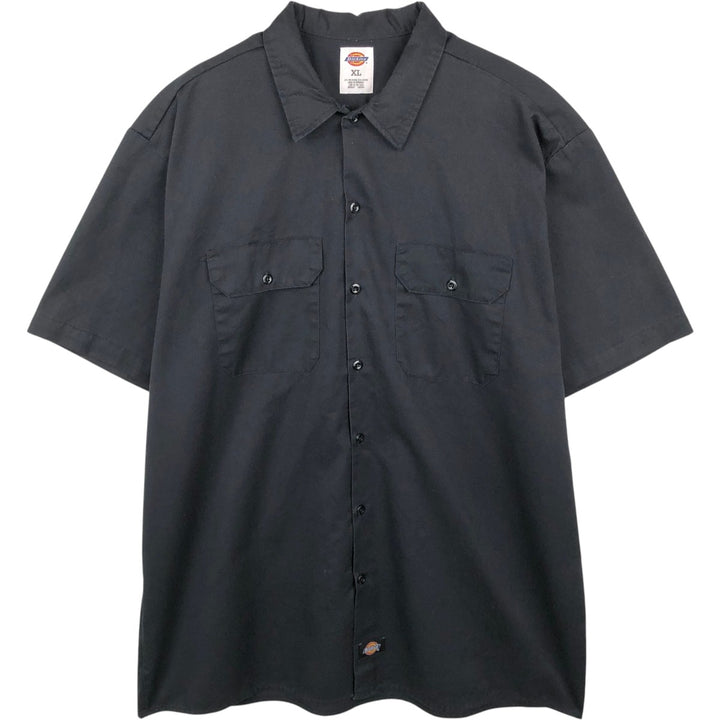 Dickies Short Sleeve Work Shirt Box Shirt Men's XL polyester black type Vintage Second Hand