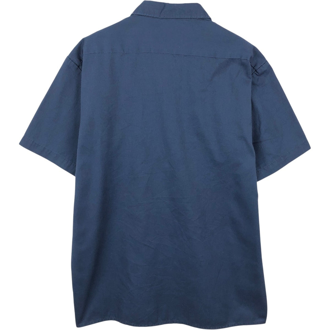 Dickies Short Sleeve Work Shirt Box Shirt Men's L Size polyester navy blue type Vintage Second Hand