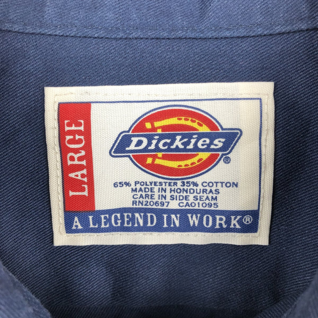 Dickies Short Sleeve Work Shirt Box Shirt Men's L Size polyester navy blue type Vintage Second Hand