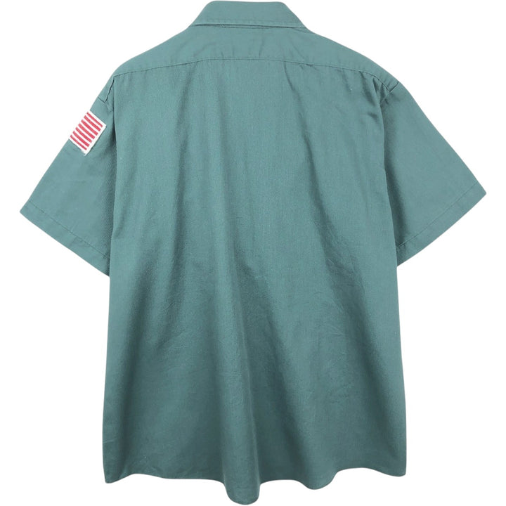 Dickies Conoco Advertising Short-Sleeve Work Shirt, Boxy Shirt, Made in USA, Men's Size XL (approx.) polyester Khaki type sage green Vintage Second Hand