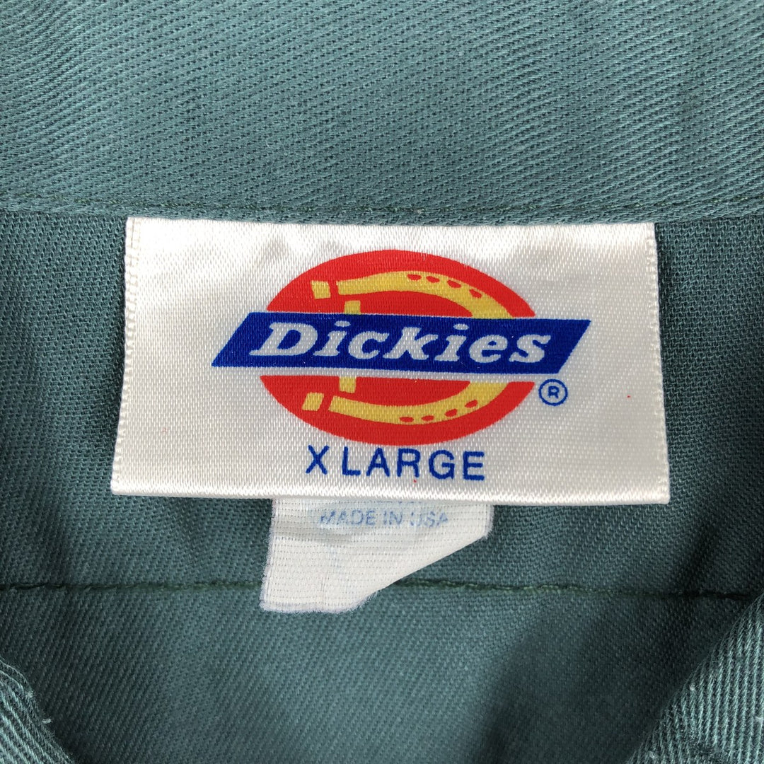 Dickies Conoco Advertising Short-Sleeve Work Shirt, Boxy Shirt, Made in USA, Men's Size XL (approx.) polyester Khaki type sage green Vintage Second Hand