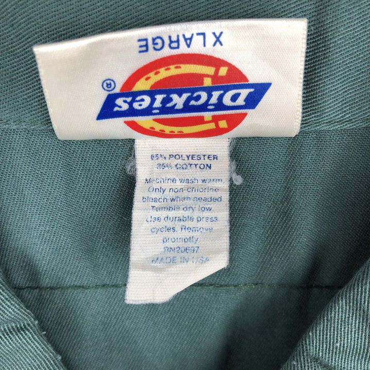 Dickies Conoco Advertising Short-Sleeve Work Shirt, Boxy Shirt, Made in USA, Men's Size XL (approx.) polyester Khaki type sage green Vintage Second Hand