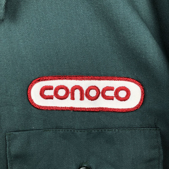 Dickies Conoco Advertising Short-Sleeve Work Shirt, Boxy Shirt, Made in USA, Men's Size XL (approx.) polyester Khaki type sage green Vintage Second Hand
