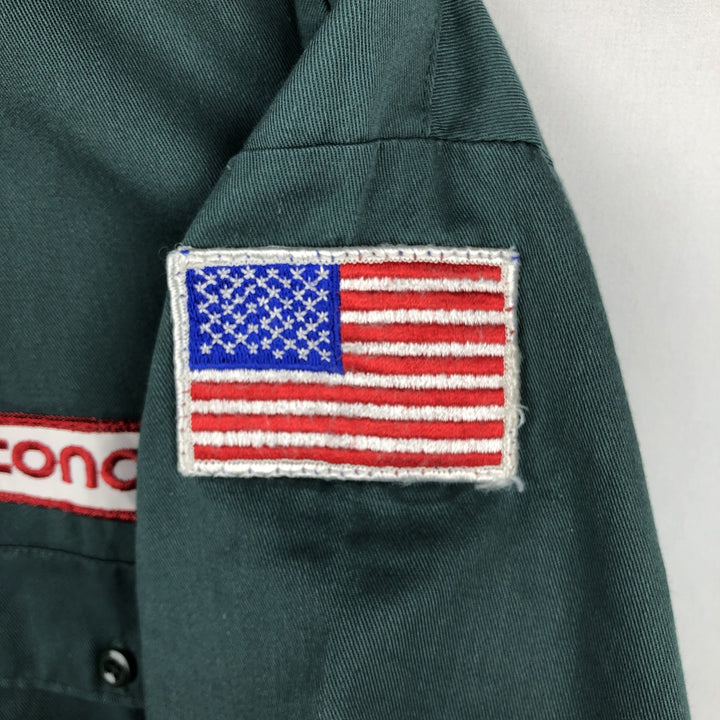 Dickies Conoco Advertising Short-Sleeve Work Shirt, Boxy Shirt, Made in USA, Men's Size XL (approx.) polyester Khaki type sage green Vintage Second Hand