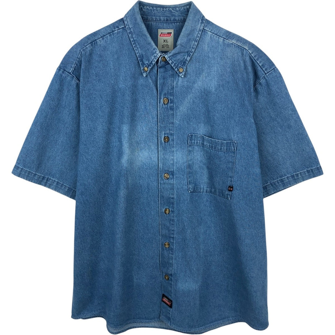 Dickies denim short-sleeved work shirt, boxy fit, men's size XL. cotton blue type Vintage Second Hand