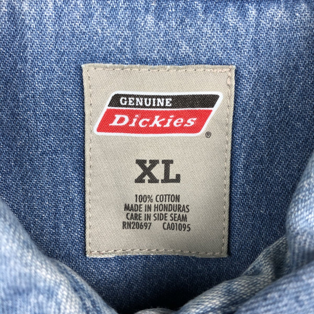 Dickies denim short-sleeved work shirt, boxy fit, men's size XL. cotton blue type Vintage Second Hand