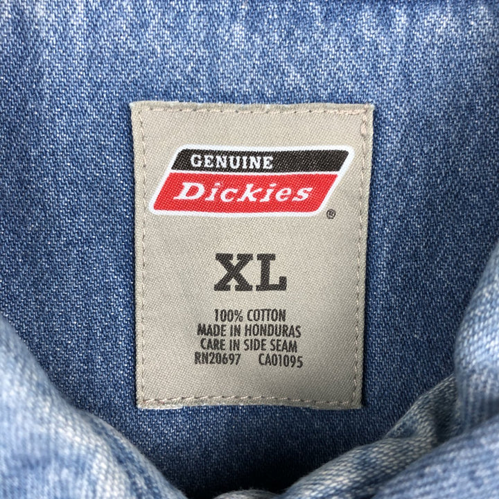 Dickies denim short-sleeved work shirt, boxy fit, men's size XL. cotton blue type Vintage Second Hand