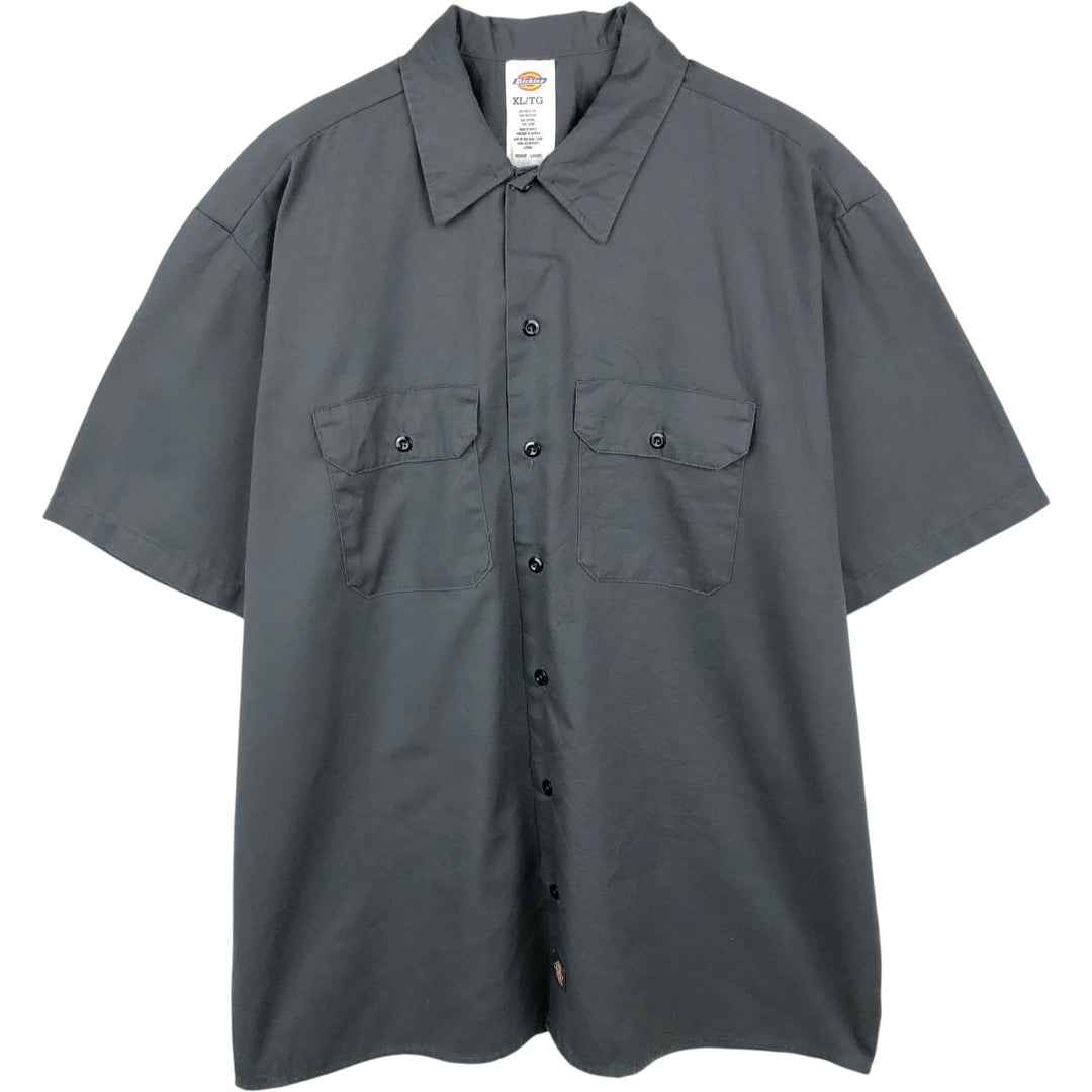 Dickies Short Sleeve Work Shirt Box Shirt Men's XL polyester Charcoal Vintage Second Hand