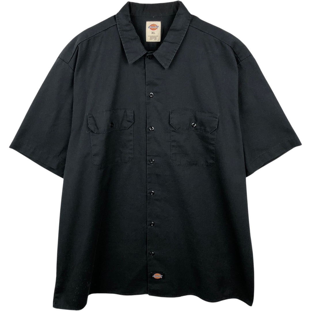 Dickies Short Sleeve Work Shirt Box Shirt Men's XL polyester black type Vintage Second Hand