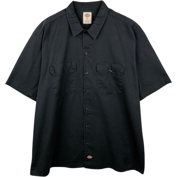 Dickies Short Sleeve Work Shirt Box Shirt Men's XL polyester black type Vintage Second Hand