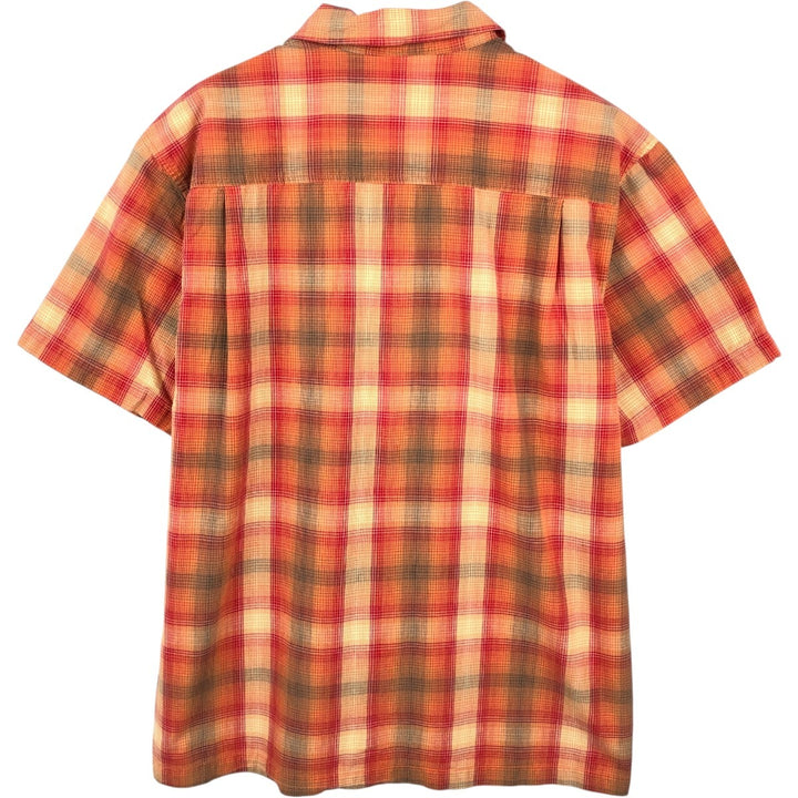 Dickies Check Pattern Ombre Check Open Collar Short Sleeve Work Shirt Box Shirt Men's Size L cotton orange type Vintage Second Hand