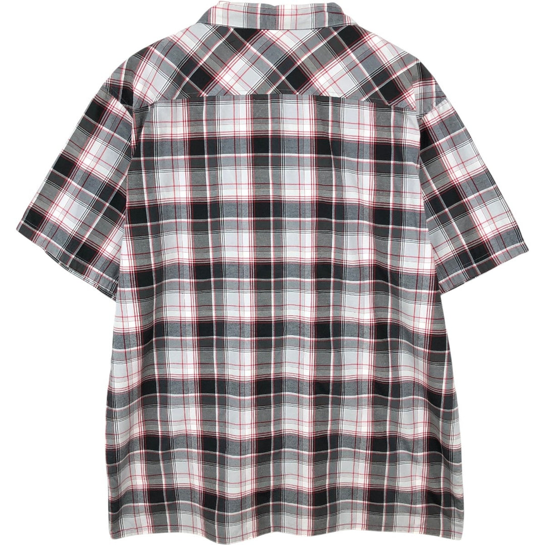 Dickies Check Pattern Open Collar Short Sleeve Work Shirt Box Shirt Men's XL cotton red type Vintage Second Hand