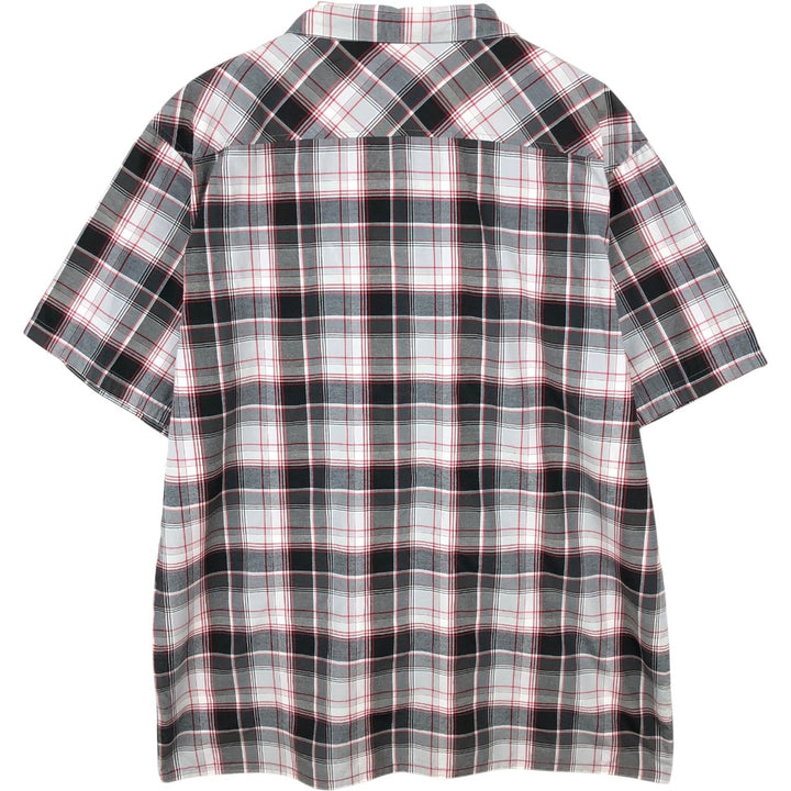 Dickies Check Pattern Open Collar Short Sleeve Work Shirt Box Shirt Men's XL cotton red type Vintage Second Hand