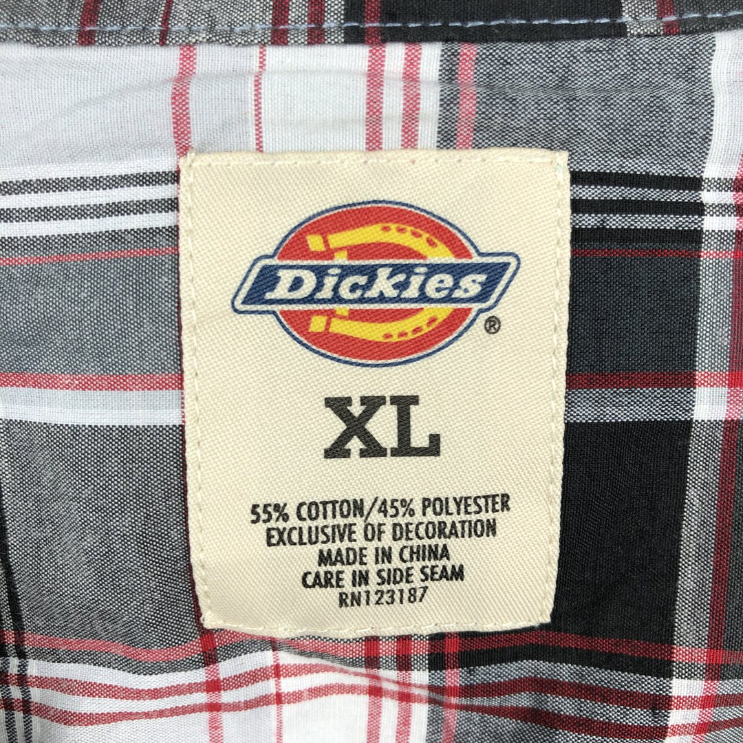 Dickies Check Pattern Open Collar Short Sleeve Work Shirt Box Shirt Men's XL cotton red type Vintage Second Hand