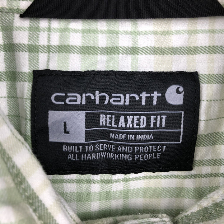 Carhartt RELAXED FIT Check Pattern Short Sleeve Work Shirt, Men's L size cotton green type Vintage Second Hand