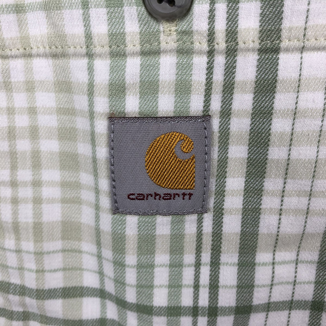 Carhartt RELAXED FIT Check Pattern Short Sleeve Work Shirt, Men's L size cotton green type Vintage Second Hand