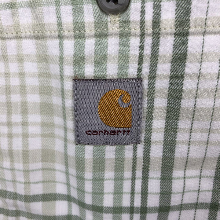 Carhartt RELAXED FIT Check Pattern Short Sleeve Work Shirt, Men's L size cotton green type Vintage Second Hand