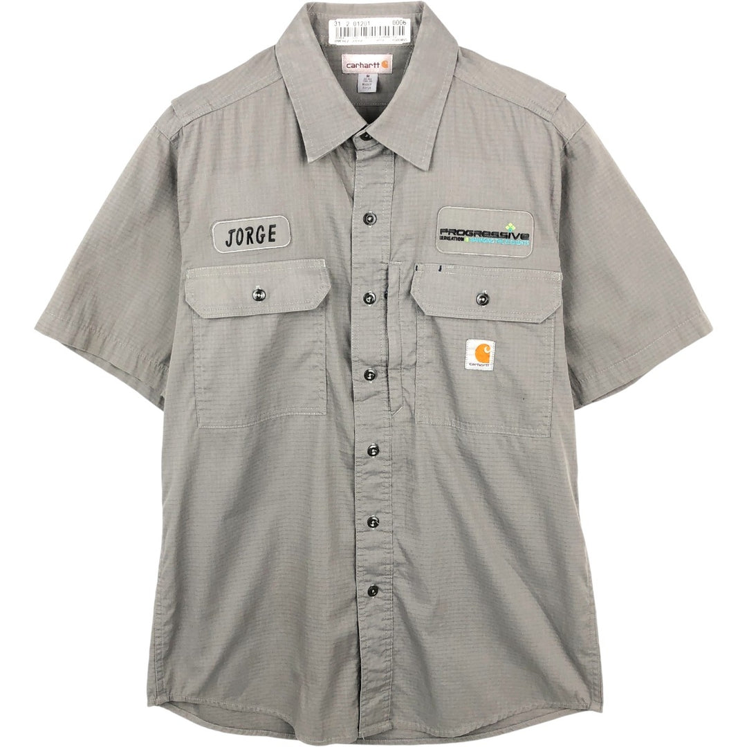 Carhartt Advertising Short-Sleeve Work Shirt, Men's Size M (approx.) unclear gray type Vintage Second Hand