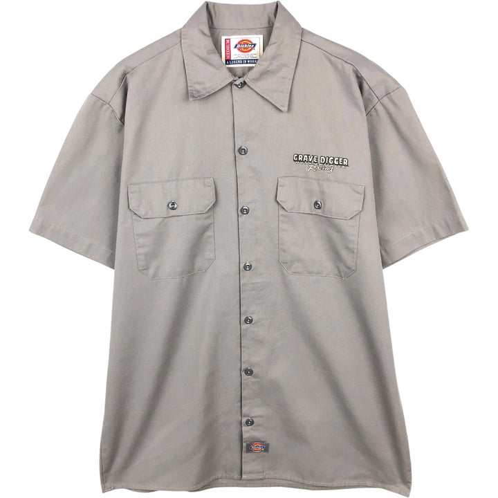 Dickies Monster Jam Short-Sleeve Work Shirt, Boxy Shirt, Men's Size M (approx.) polyester gray type Vintage Second Hand