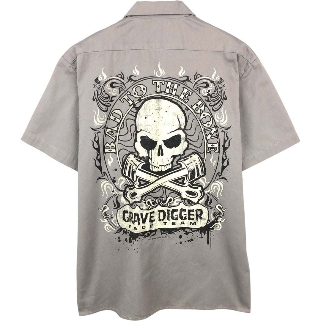 Dickies Monster Jam Short-Sleeve Work Shirt, Boxy Shirt, Men's Size M (approx.) polyester gray type Vintage Second Hand