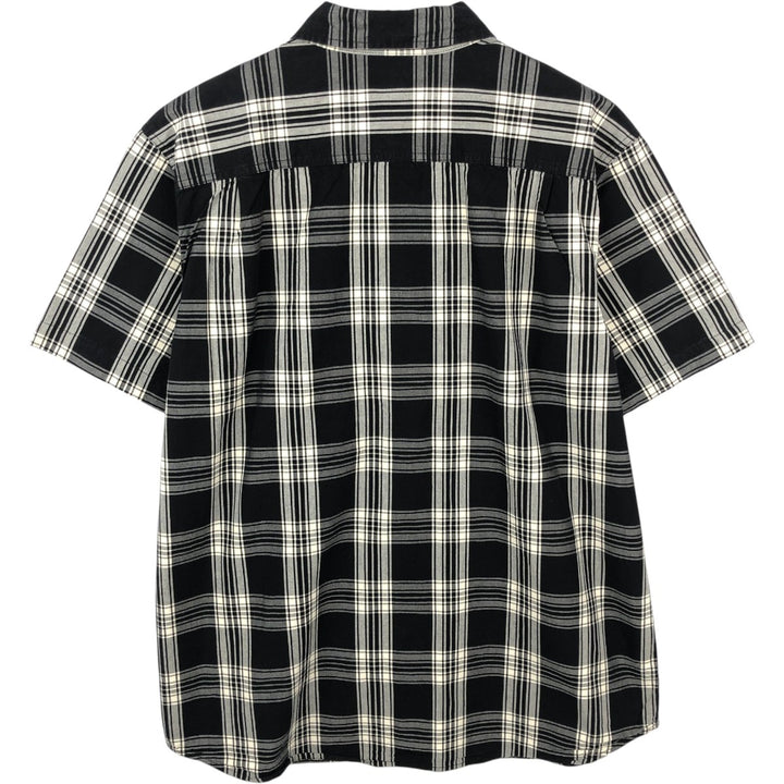 Carhartt RELAXED FIT Check Pattern Button-down Short Sleeve Work Shirt, Men's XL cotton black type Vintage Second Hand