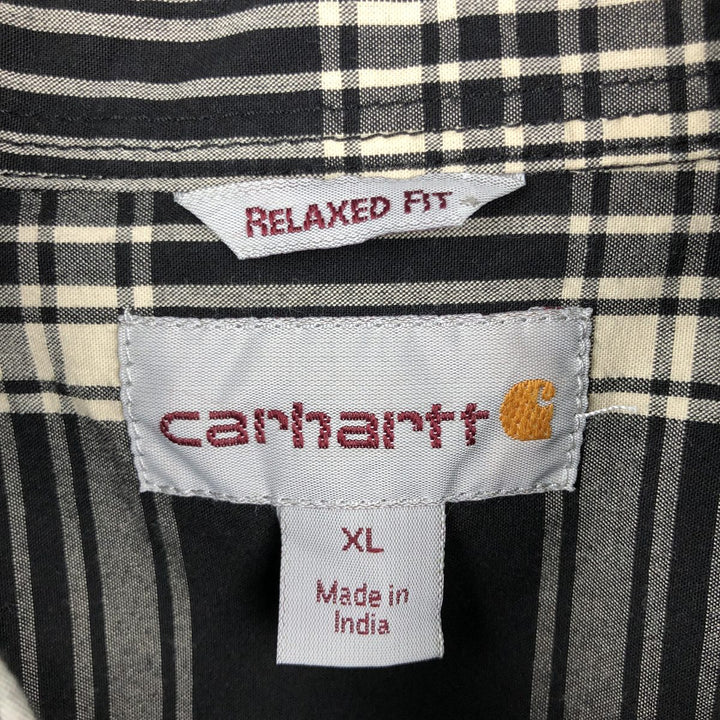 Carhartt RELAXED FIT Check Pattern Button-down Short Sleeve Work Shirt, Men's XL cotton black type Vintage Second Hand