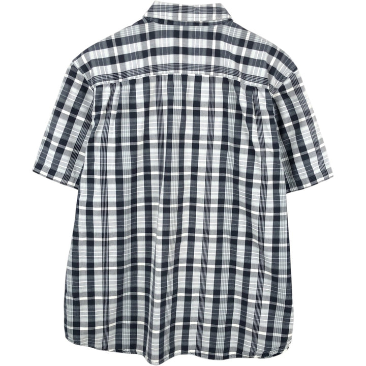 Carhartt Relaxed Fit Short-Sleeve Cotton Check Shirt, Men's Size XL (approx.) cotton navy blue type Vintage Second Hand
