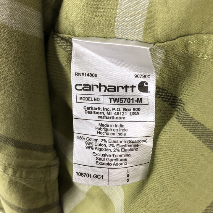 Carhartt Rugged Flex Relaxed Fit Check Pattern Short-Sleeve Work Shirt, Men's Size L (approx.) cotton green type yellow green Vintage Second Hand