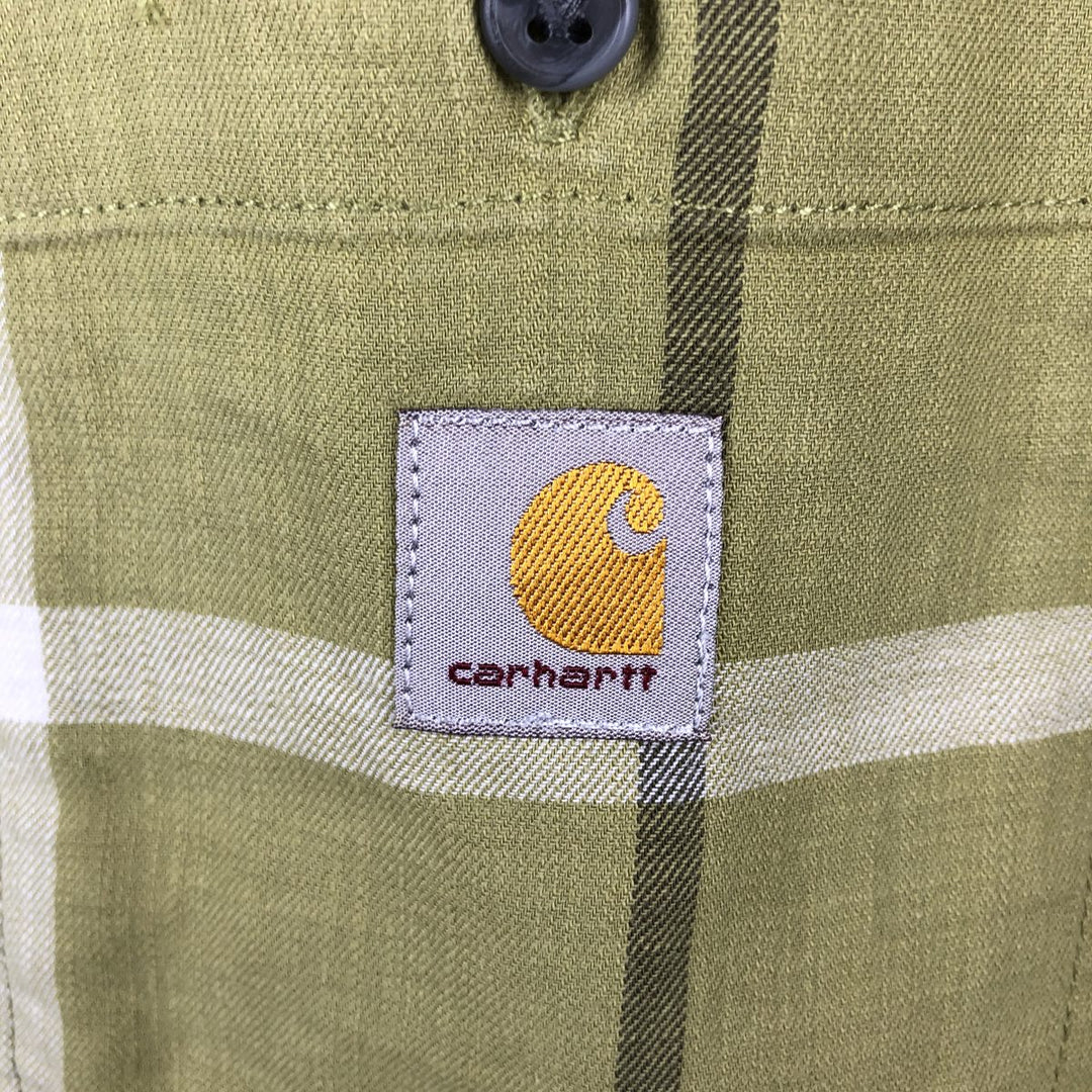 Carhartt Rugged Flex Relaxed Fit Check Pattern Short-Sleeve Work Shirt, Men's Size L (approx.) cotton green type yellow green Vintage Second Hand