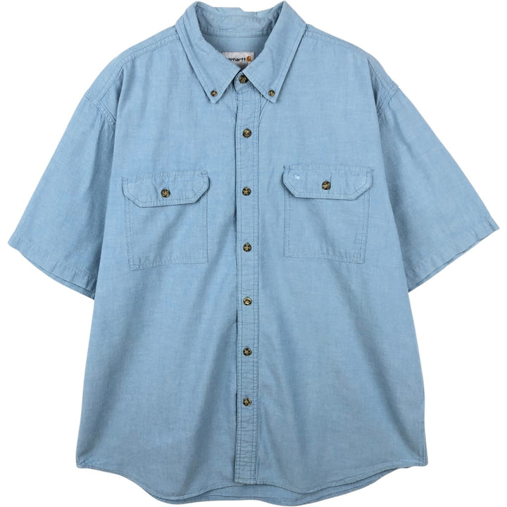 Carhartt button-down short-sleeve work shirt, men's XL size cotton Blue type light blue Vintage Second Hand