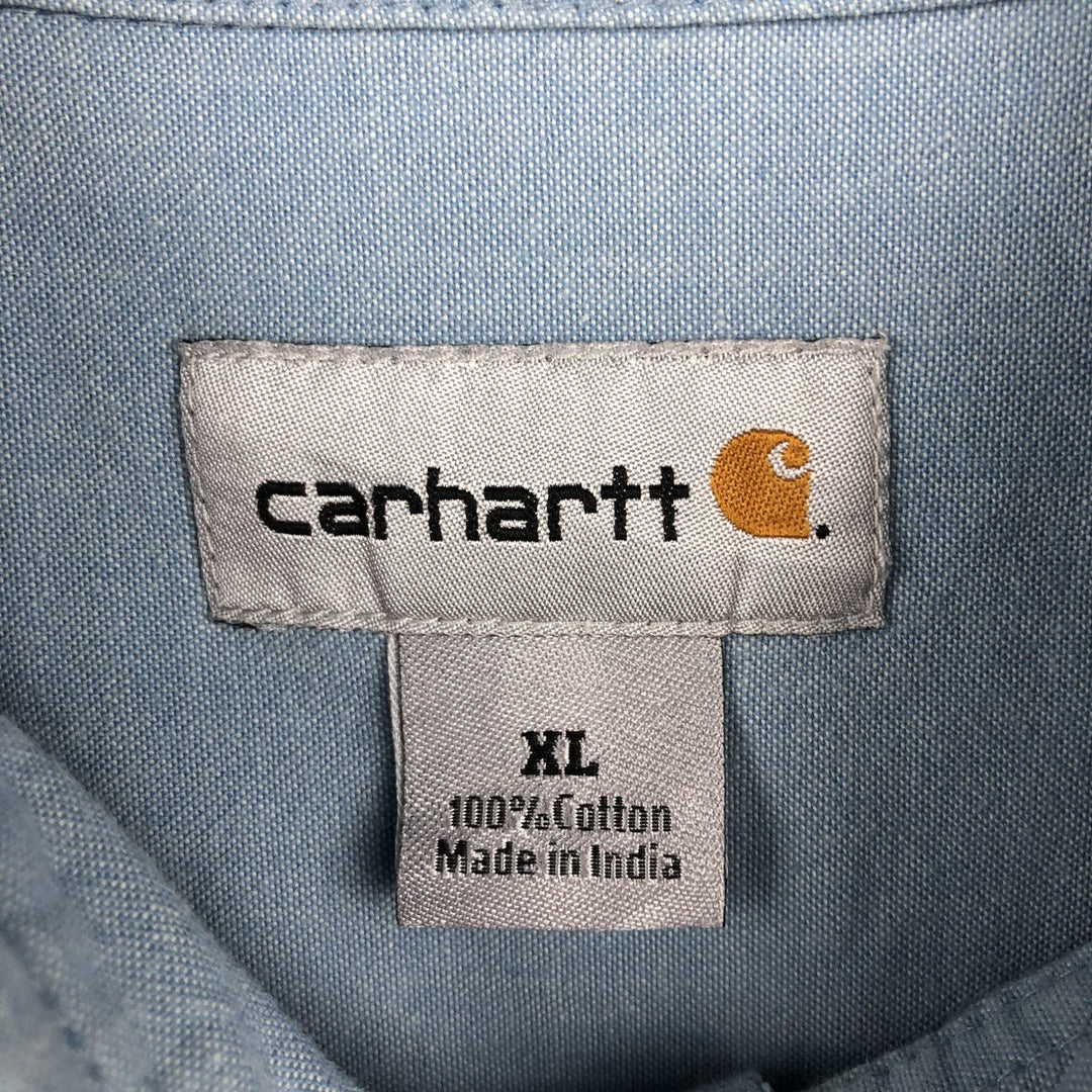 Carhartt button-down short-sleeve work shirt, men's XL size cotton Blue type light blue Vintage Second Hand