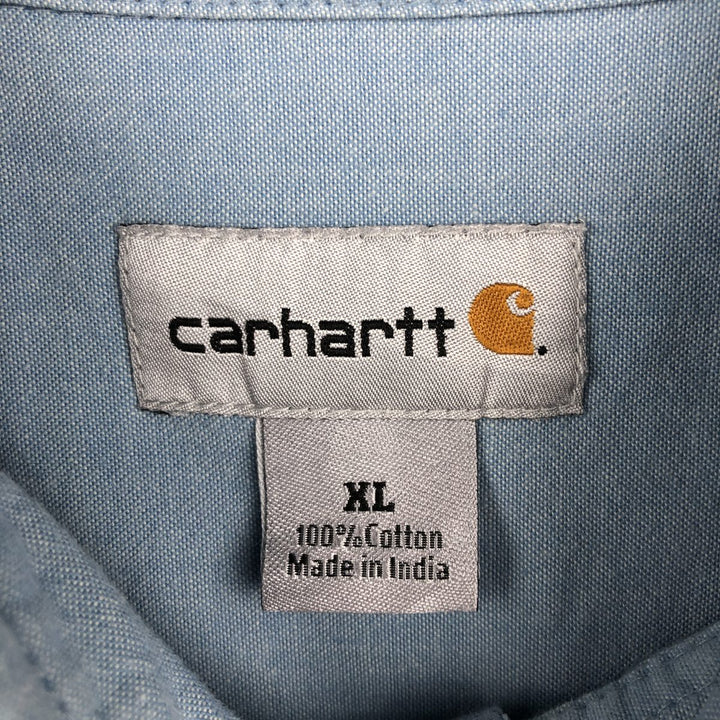 Carhartt button-down short-sleeve work shirt, men's XL size cotton Blue type light blue Vintage Second Hand