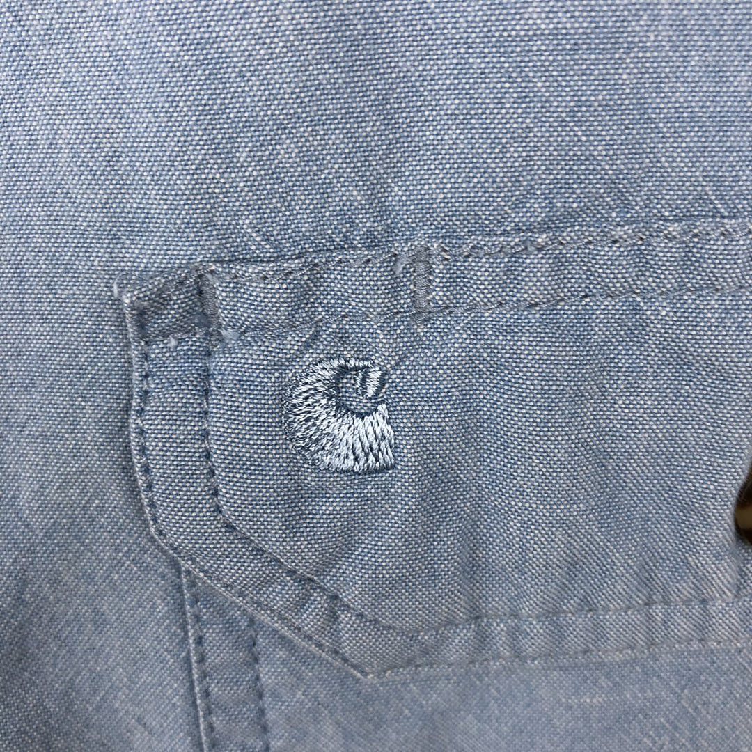 Carhartt button-down short-sleeve work shirt, men's XL size cotton Blue type light blue Vintage Second Hand