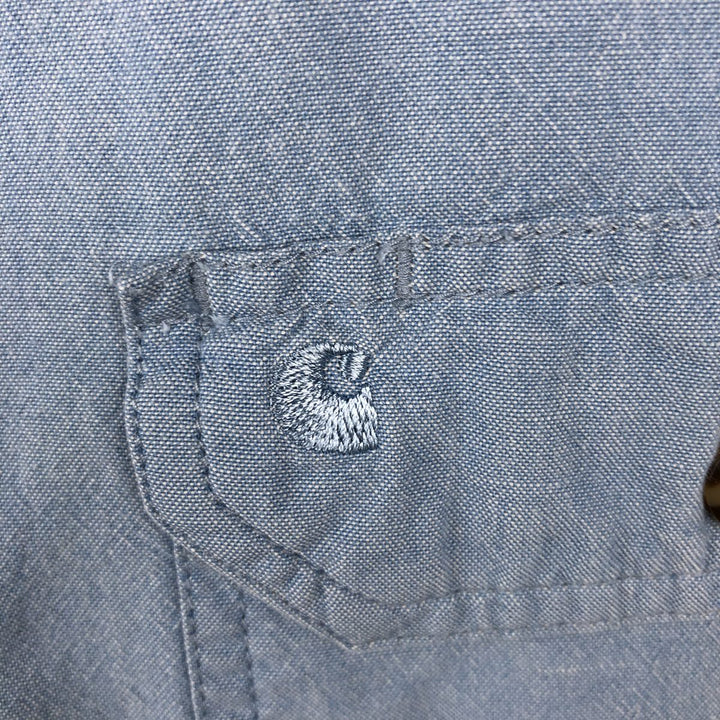 Carhartt button-down short-sleeve work shirt, men's XL size cotton Blue type light blue Vintage Second Hand
