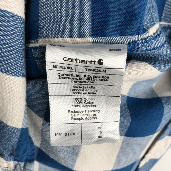 Carhartt Loose Fit Check Pattern Buffalo Check Short Sleeve Work Shirt (Men's XL equivalent) cotton blue type Vintage Second Hand