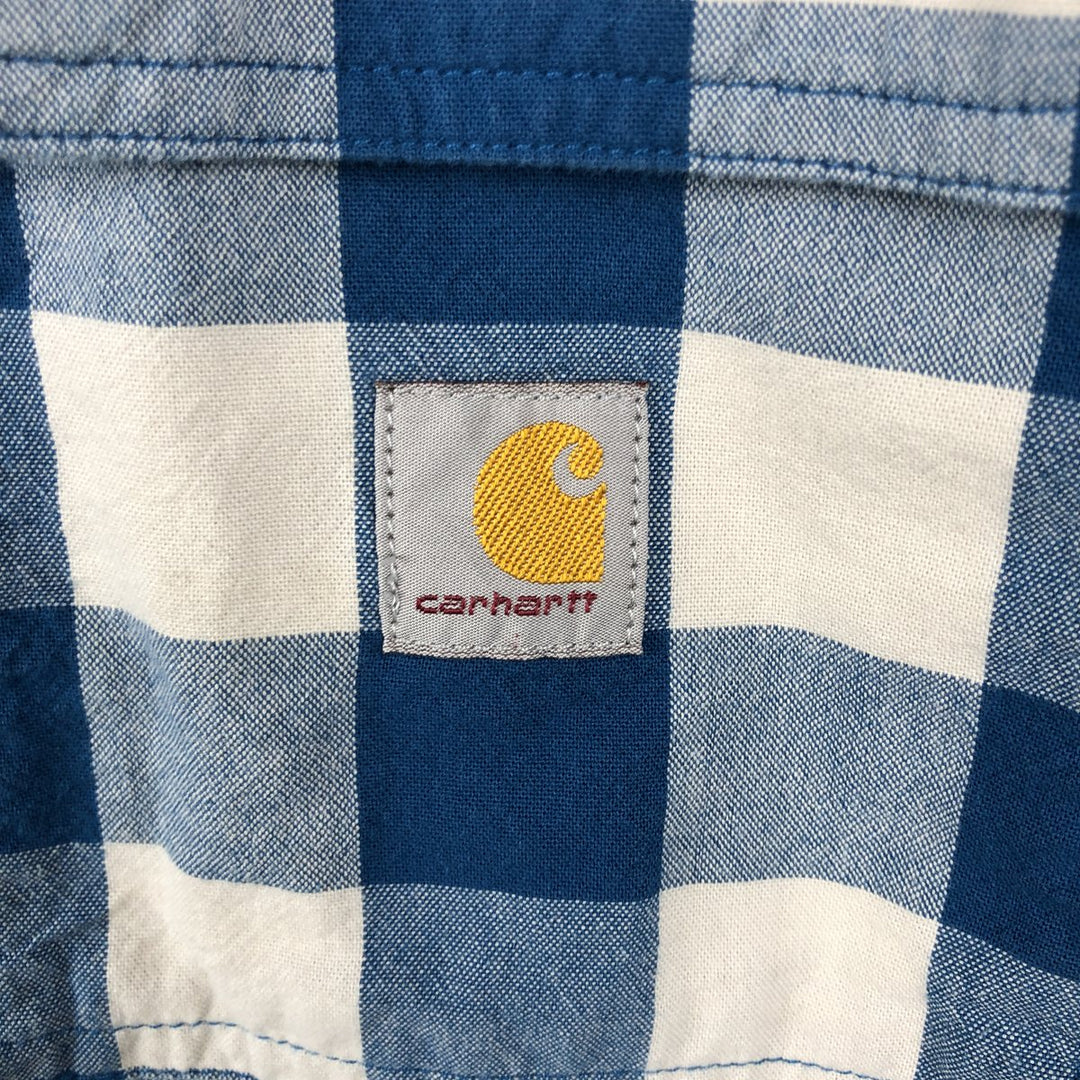Carhartt Loose Fit Check Pattern Buffalo Check Short Sleeve Work Shirt (Men's XL equivalent) cotton blue type Vintage Second Hand