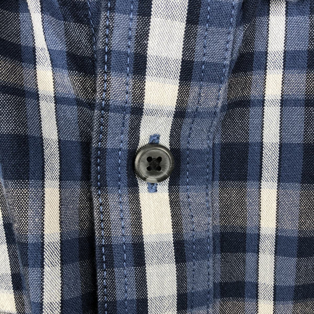 Carhartt Loose Fit Check Pattern Short-Sleeve Work Shirt (Men's Size L) cotton navy blue type Vintage Second Hand