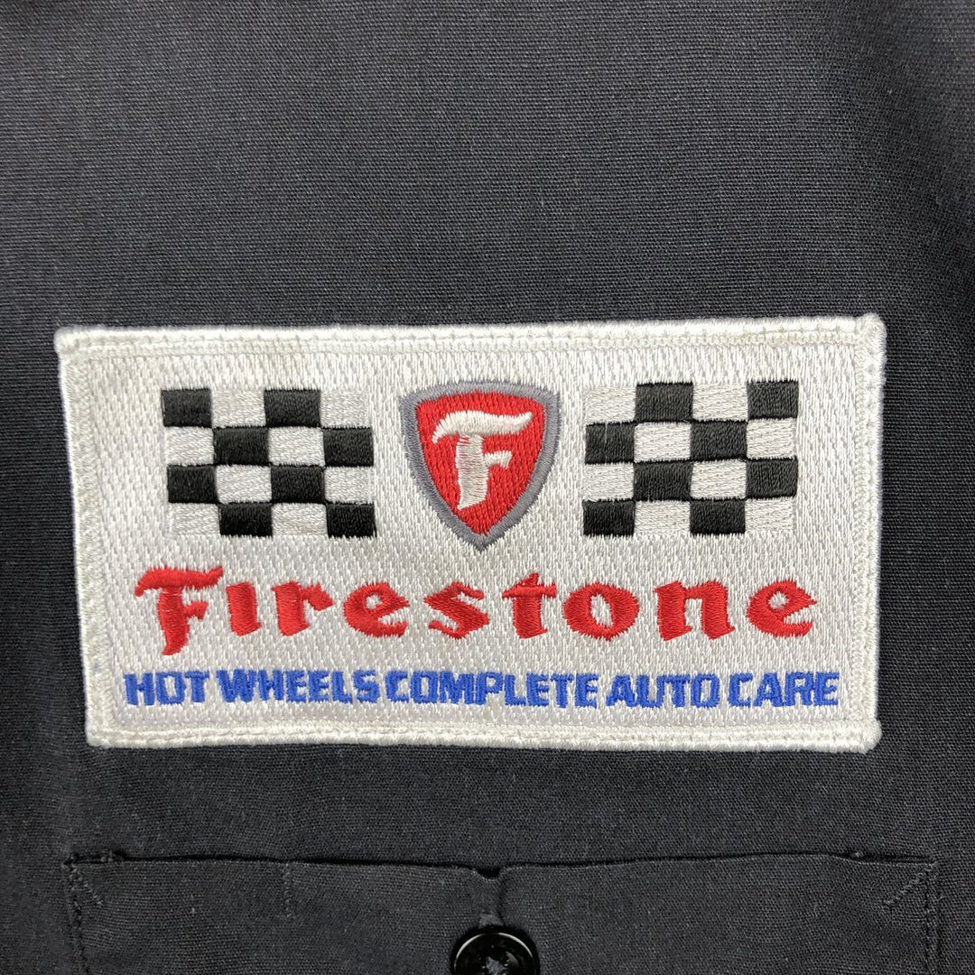 Dickies Firestone BRIDGESTONE Short-Sleeve Work Shirt, Boxy Shirt, Men's Size M (approx.) polyester black type Vintage Second Hand