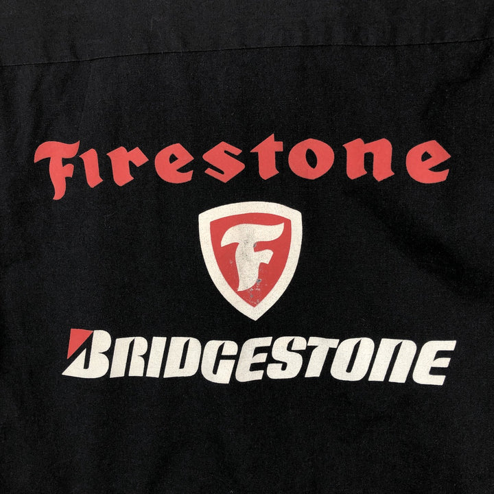 Dickies Firestone BRIDGESTONE Short-Sleeve Work Shirt, Boxy Shirt, Men's Size M (approx.) polyester black type Vintage Second Hand