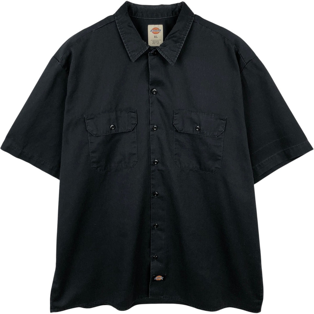 Dickies Skull Pattern Short-Sleeve Work Shirt, Boxy Shirt, Men's Size XL polyester black type Vintage Second Hand