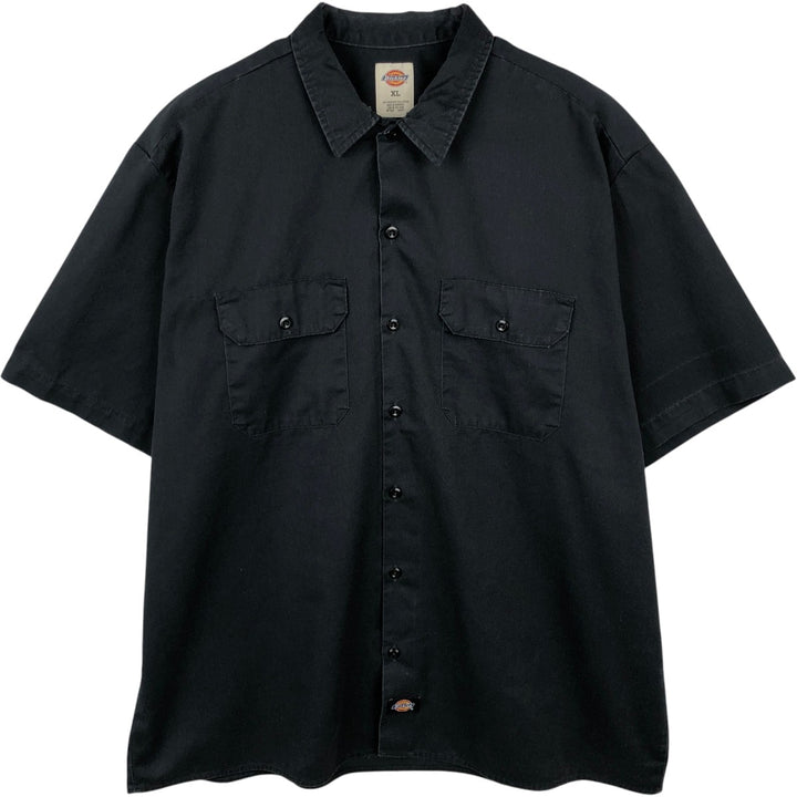 Dickies Skull Pattern Short-Sleeve Work Shirt, Boxy Shirt, Men's Size XL polyester black type Vintage Second Hand