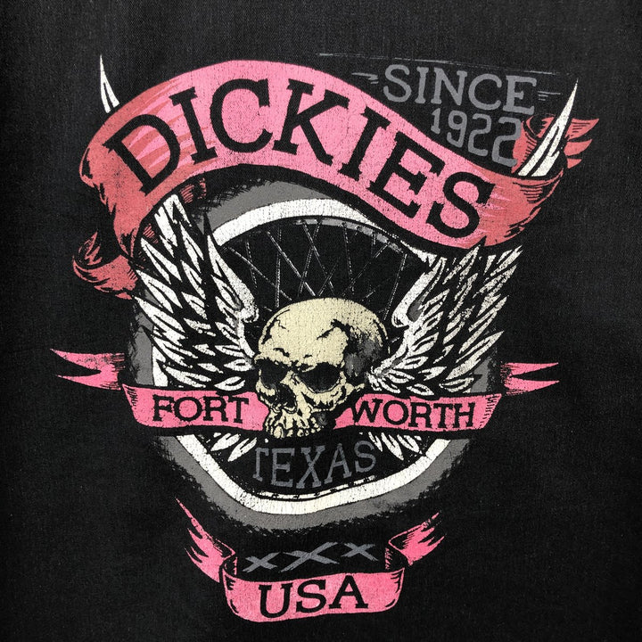 Dickies Skull Pattern Short-Sleeve Work Shirt, Boxy Shirt, Men's Size XL polyester black type Vintage Second Hand