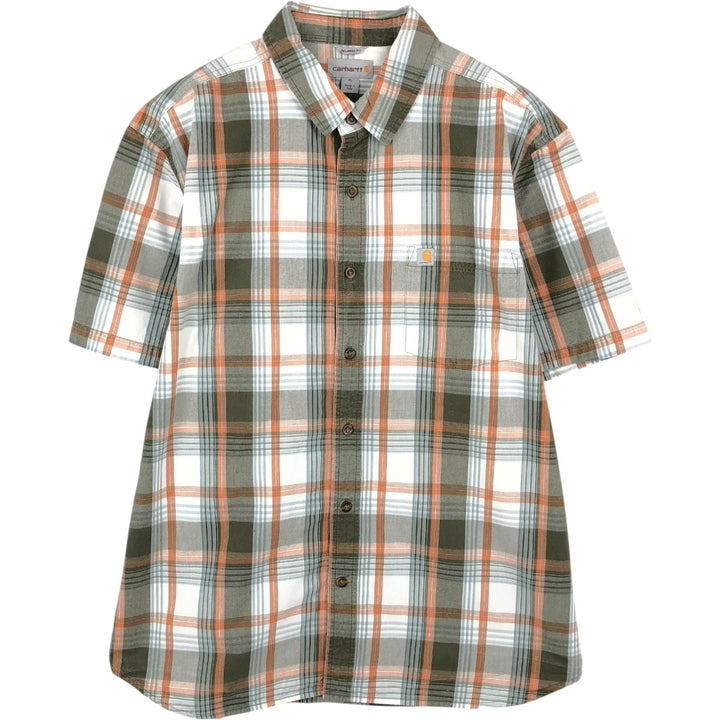 Carhartt RELAXED FIT Check Pattern Short Sleeve Work Shirt Men's XL cotton white type Vintage Second Hand