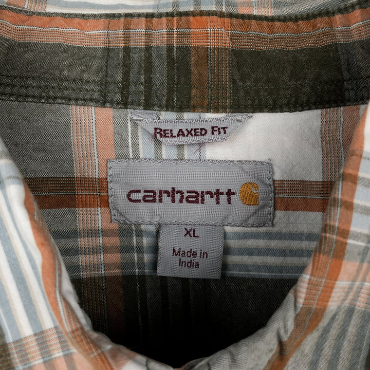 Carhartt RELAXED FIT Check Pattern Short Sleeve Work Shirt Men's XL cotton white type Vintage Second Hand