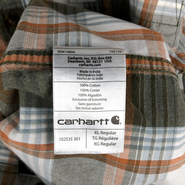 Carhartt RELAXED FIT Check Pattern Short Sleeve Work Shirt Men's XL cotton white type Vintage Second Hand
