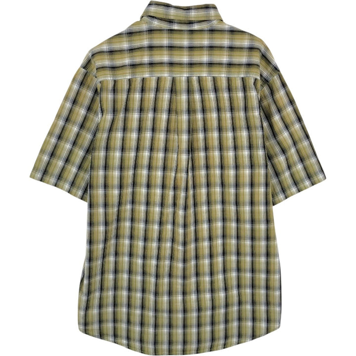 Carhartt Check Pattern Button-down Short Sleeve Work Shirt, Men's Size L cotton Khaki type Vintage Second Hand